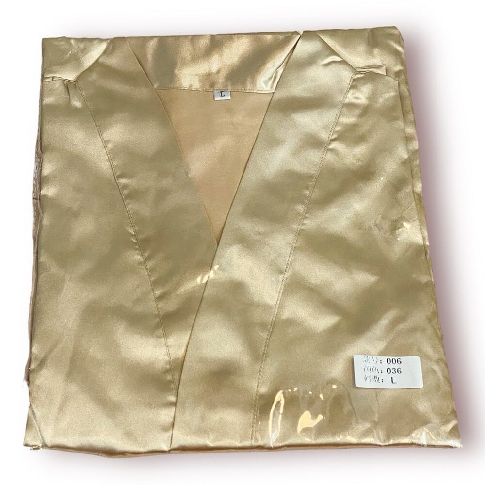 NEW Gold Satin Robe with Tie Size L